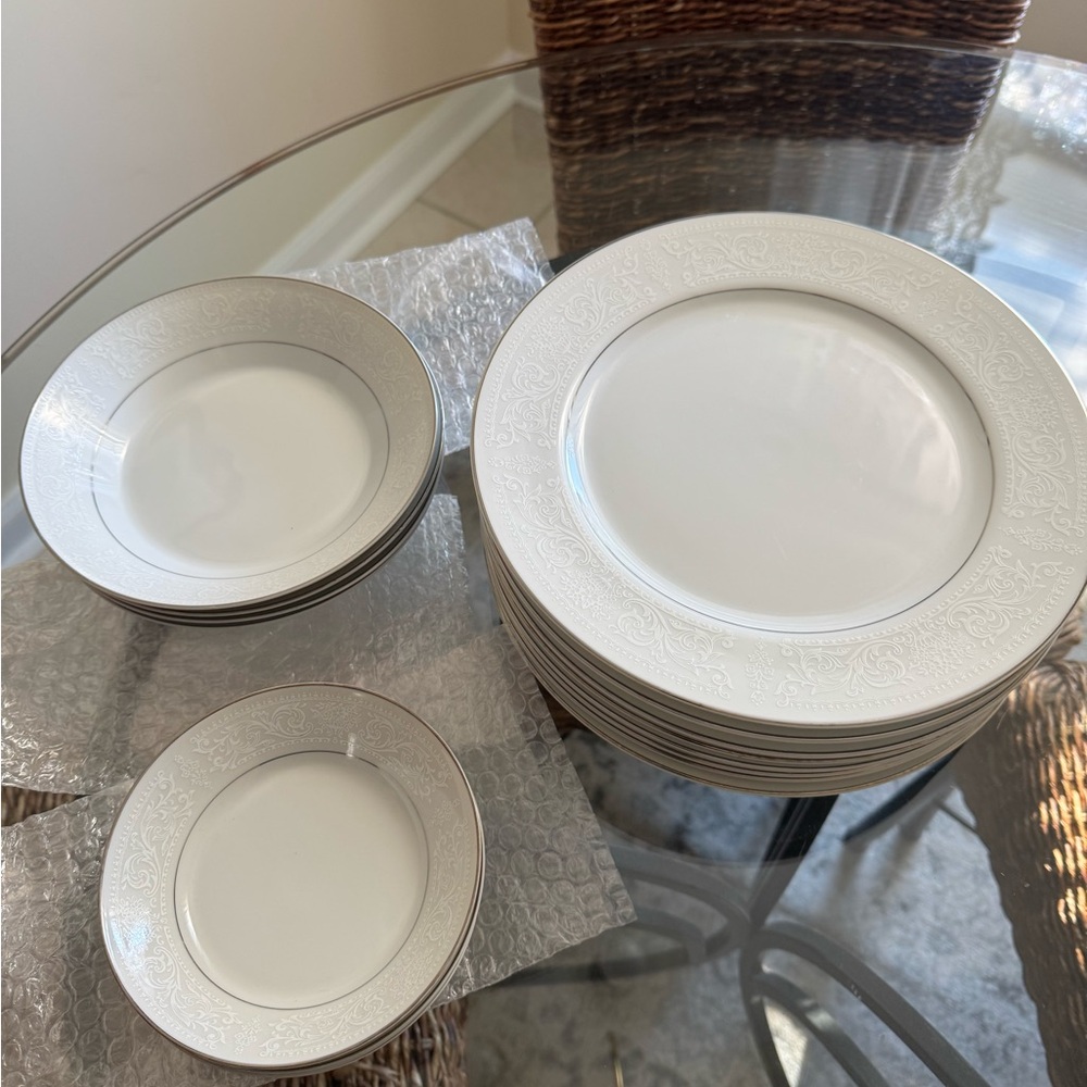 Classic White Dinnerware Set with Intricate Design